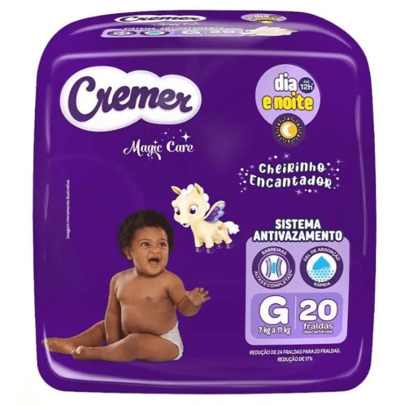 Fralda Cremer Magic Care Jumbo G com 20 unidades