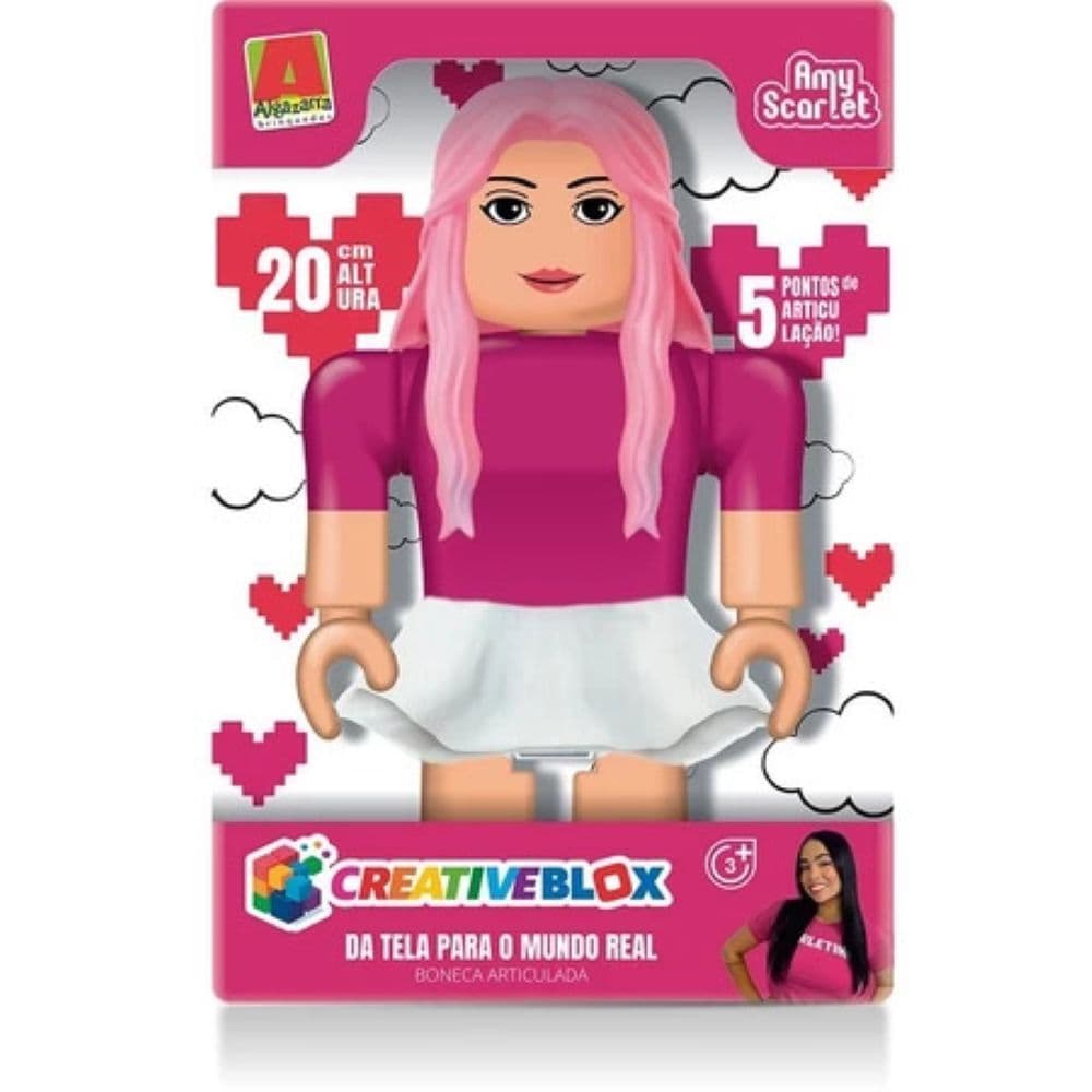 Boneca Amy Scarlet Creative Blox 20 Cm Articulada - Original Algazarra