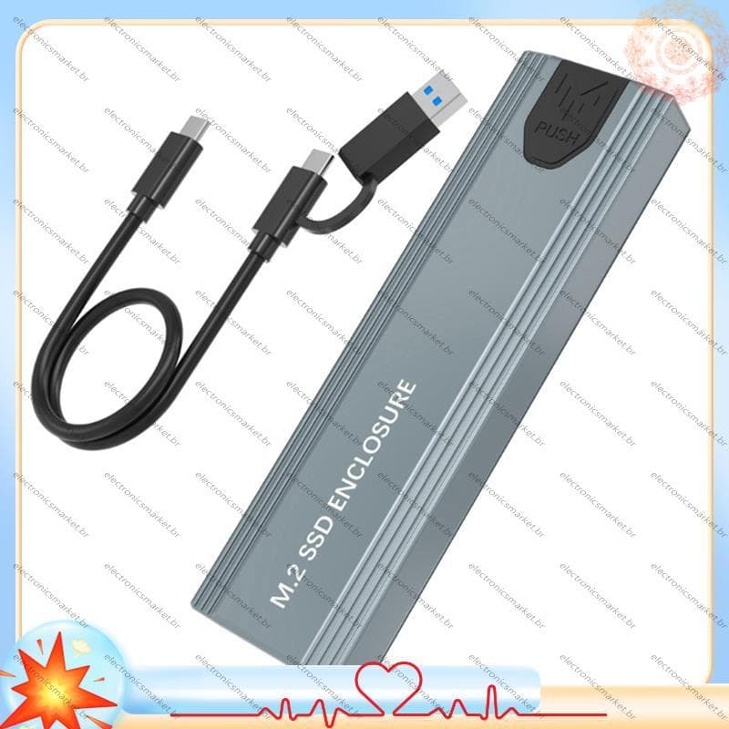 [Em Vendas E] M . 2 SATA SSD Gabinete NVMe Para USB Tipo C Adaptador 10 Gbps 3.1 Caixa Externa Suporta B