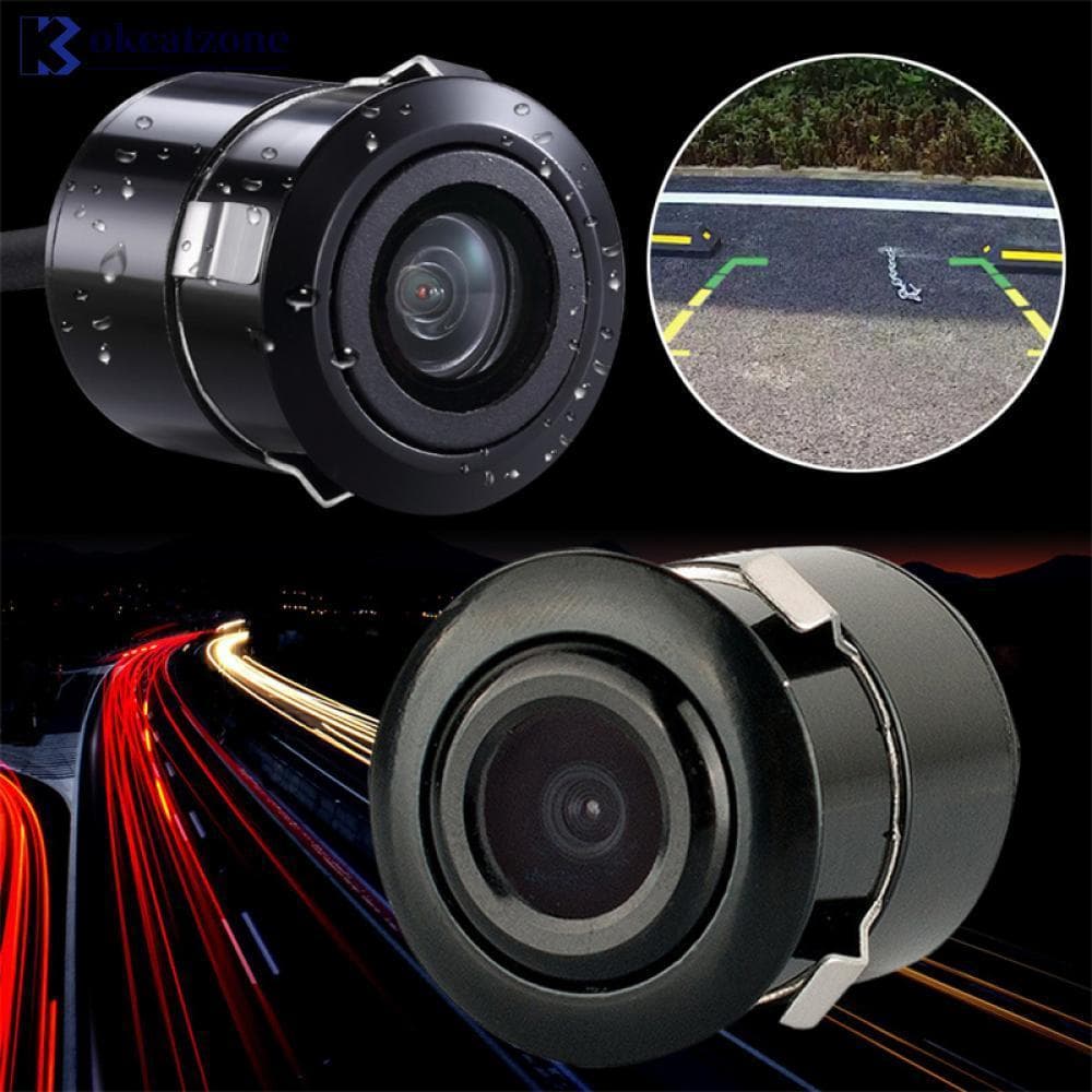 OKCATZONE 140 Graus 4 LED Vídeo Câmera De Visão Traseira Do Carro HD Noturna Invertendo Monitor De Estacionamento Automá