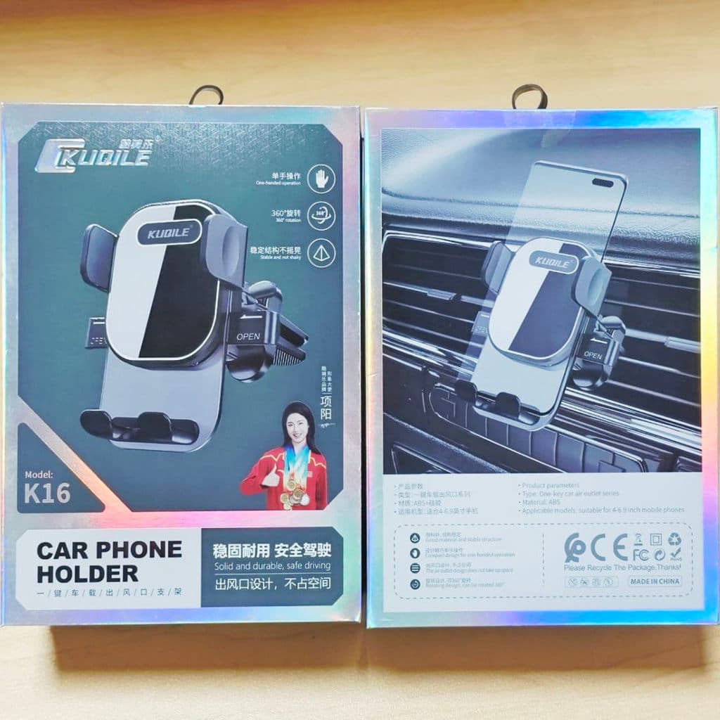 K K16 Suporte de telefone para carro com ligação por gravidade Suporte para saída de ar para carro Suporte para celular