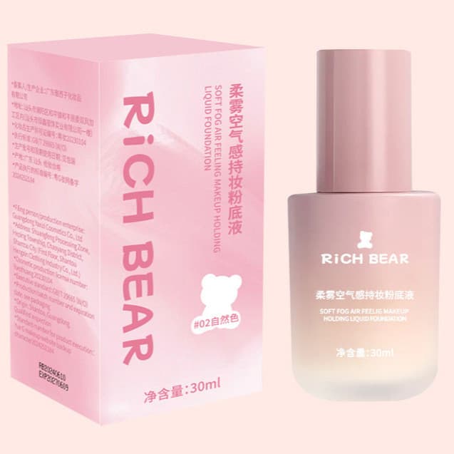 RichBear Air Feeling Soft Mist Maquiagem de longa duração Base líquida Corretivo BB Cream Controle de óleo Iluminador de