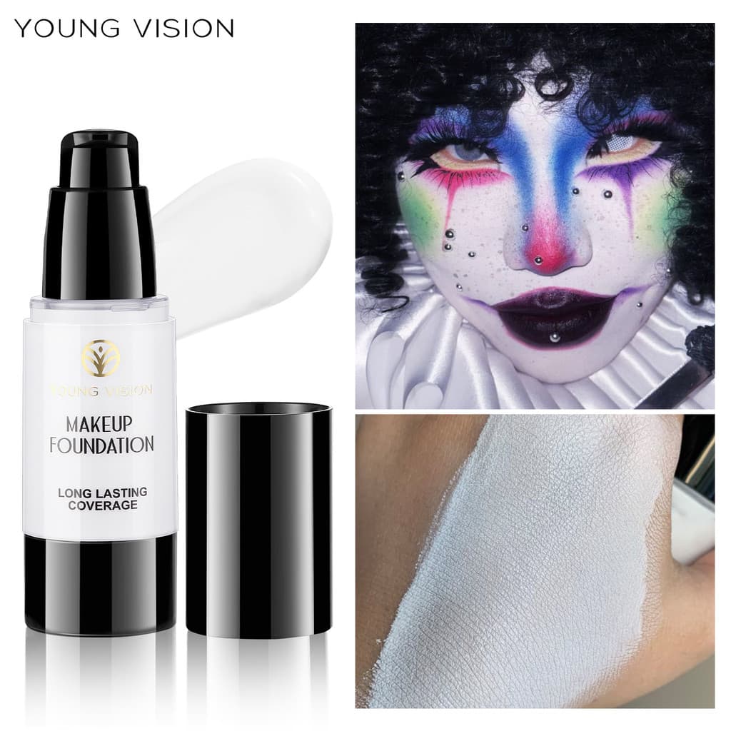 YOUNG VISION Halloween White Press Base Líquida Fosca Não Fácil de Tirar Maquiagem Reparadora Base Líquida Facial