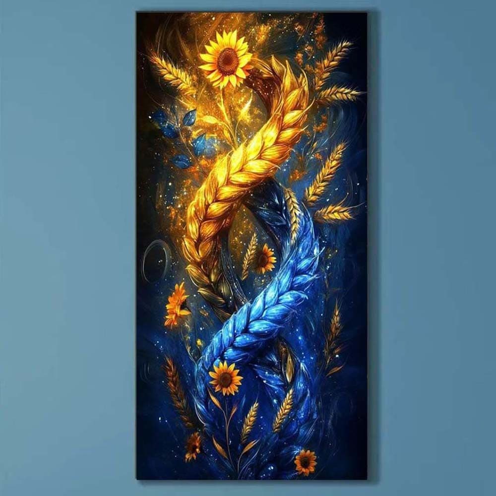 5D diy diamante completo redondo pintura diamante-Kit de pintura diamante ouro e azul mosaico lona diy arte da parede, d