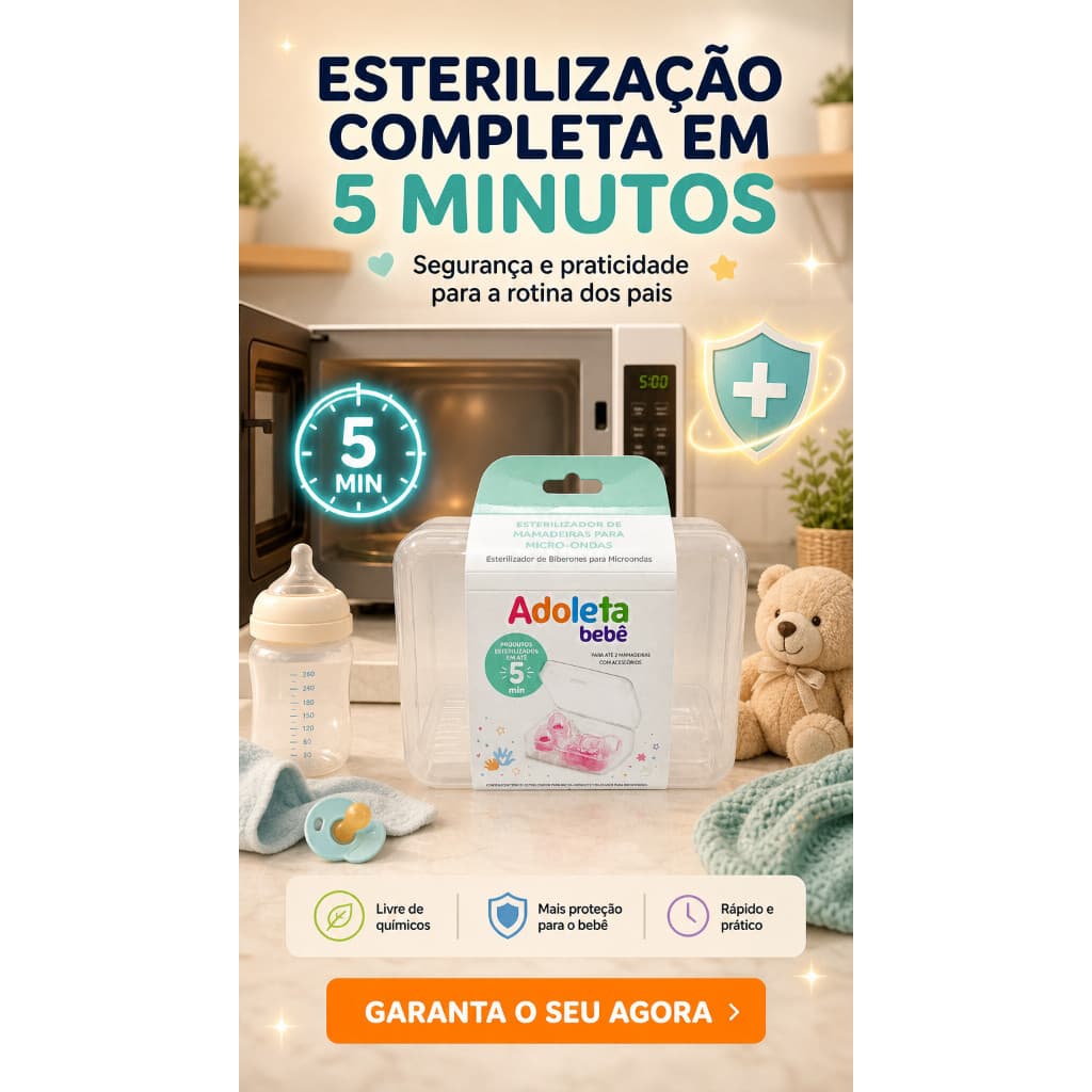 Esterilizador de Mamadeiras para Micro-ondas Adoleta Bebê — Rápido e Prático