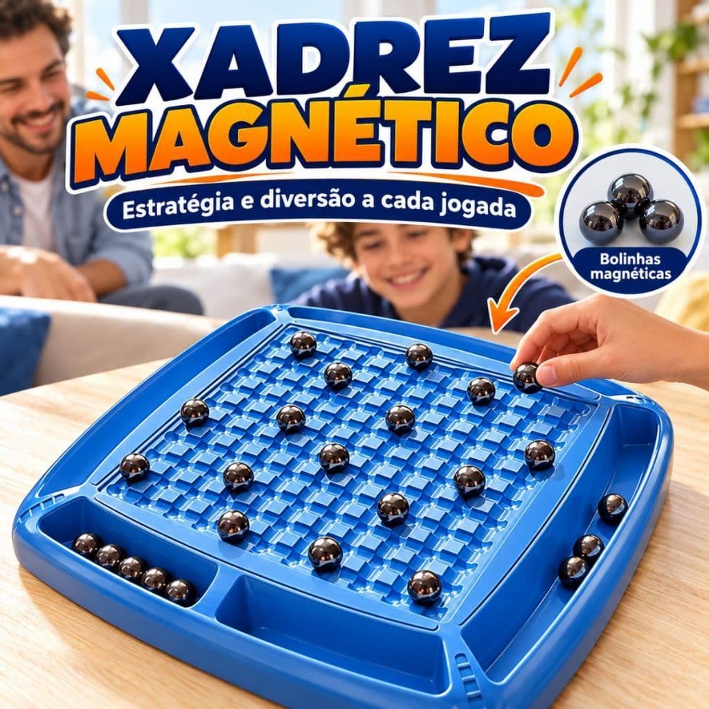 Jogo de Tabuleiro Magnético Infantil Azul com Peças Esferáticas para Brincadeira em Família