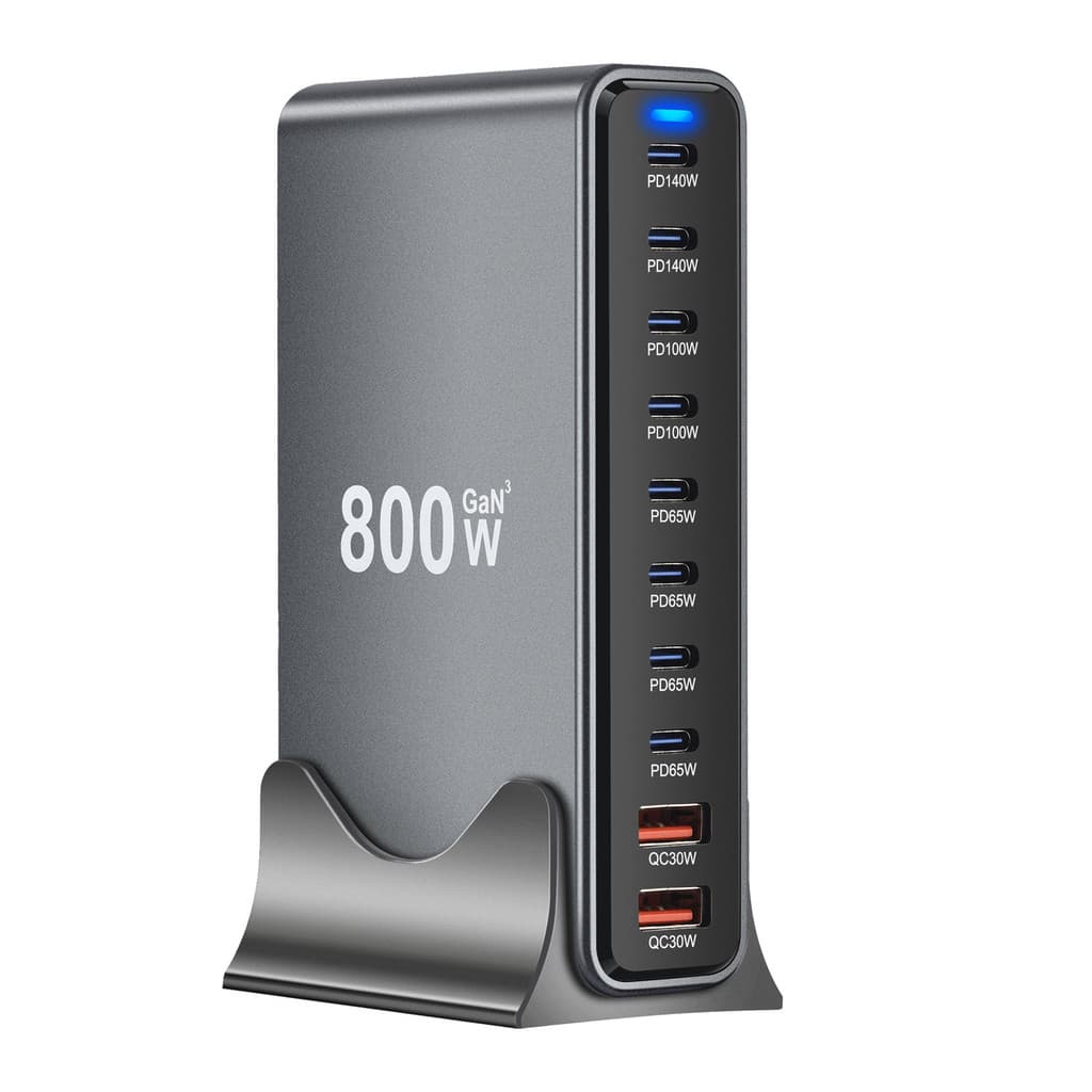 Carregador de mesa de nitreto de gálio 800W, carregador rápido multifuncional PD de 765W Carregador de porta 730W10