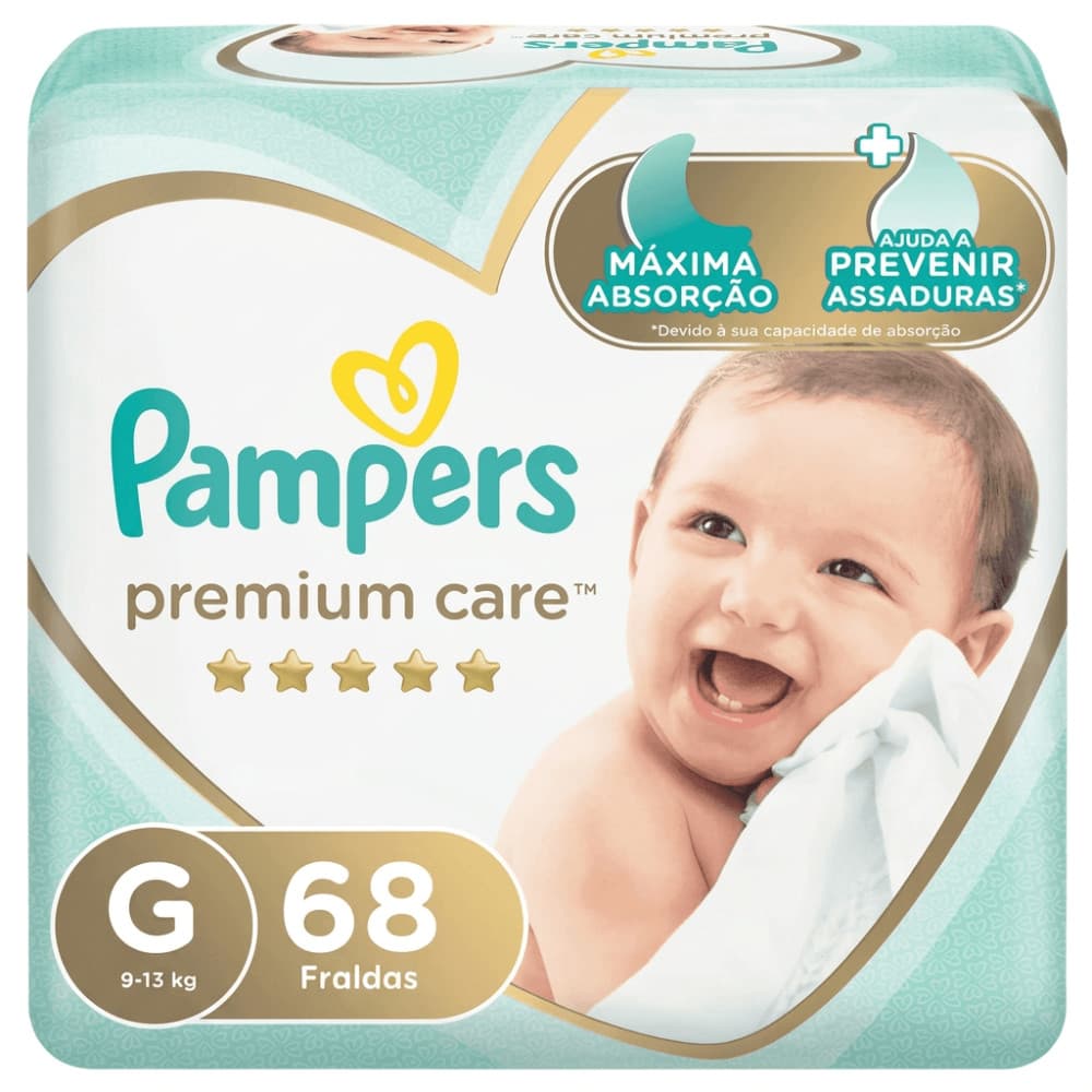 Fralda Infantil Pampers Premium Care G 68 Unidades Fralda Pampers Premium Care Tamanho G - 68 Unidades