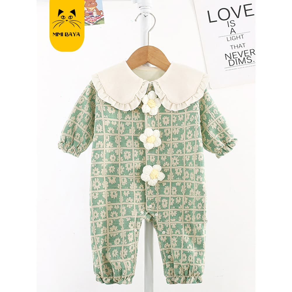 Roupas de bebê roupas de inverno bebê recém-nascido menina macacão mais veludo mês inteiro cem dias princesa passeio mac