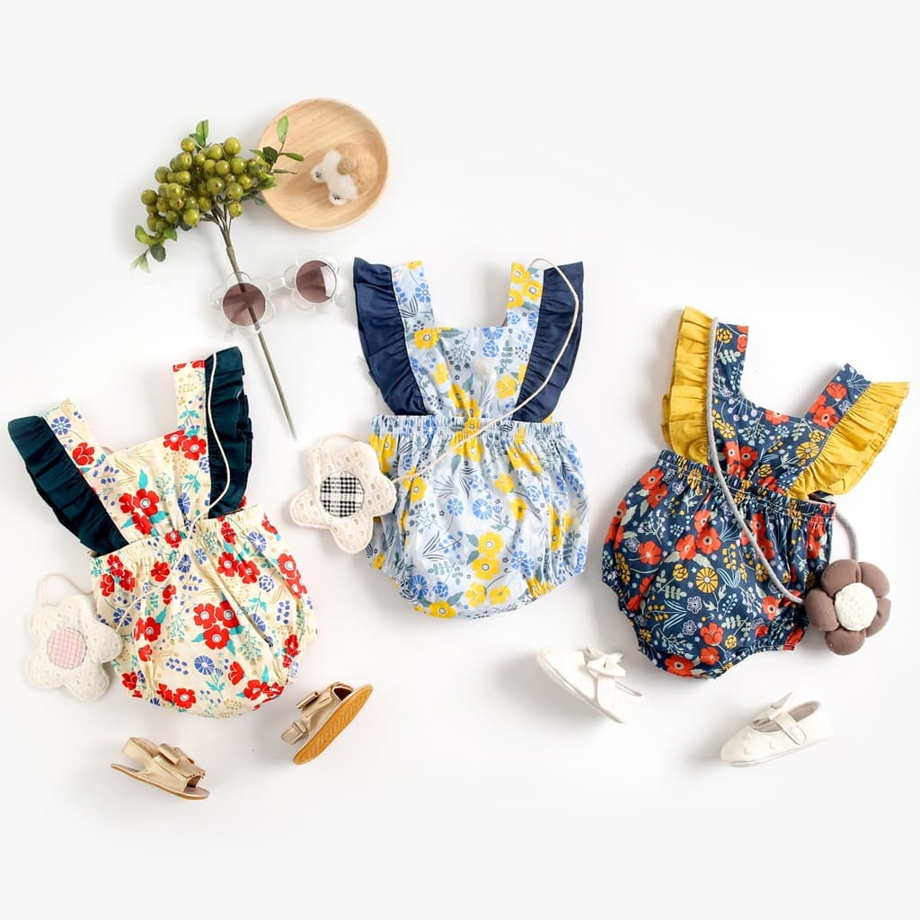 Macacão Floral bebê macacão cinta ins venda quente roupas da menina do bebê versão coreana roupas do bebê recém-nascido