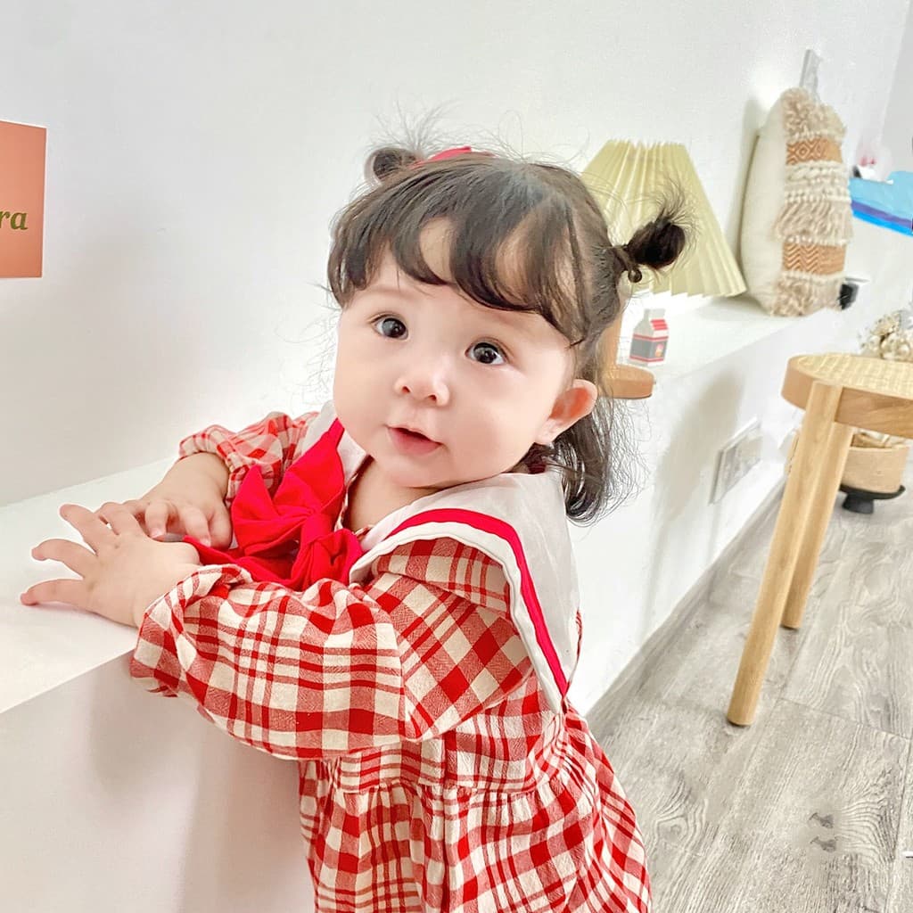 Traje de bebê estilo Preppy roupas para recém-nascidos xadrez macacão bebê menina primavera outono macacão marinho bebê