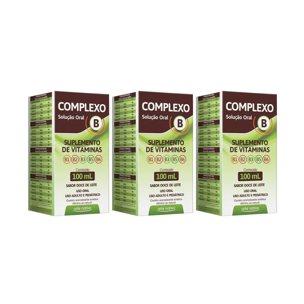 Kit C/3 Vitaminas Complexo B Solução 100ml – Força Imunidade e Disposição