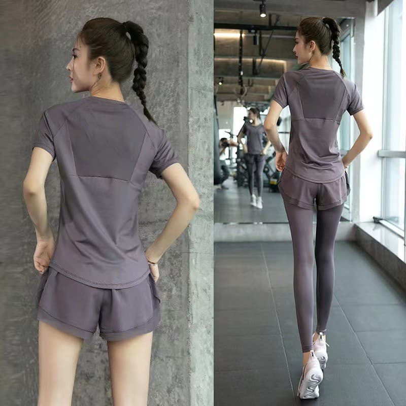 Terno de corrida feminino manhã correndo verão novo estilo roupas de Yoga feminino roupas de Fitness elástico solto esti
