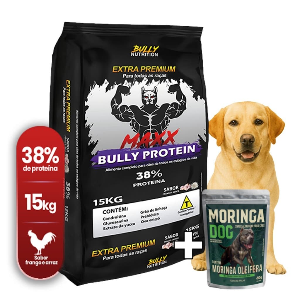 Ração Para Cachorros Labrador Maxx Protein Extra Premium 15Kg + Ganhe MoringaDog 60g| Cachorro Forte
