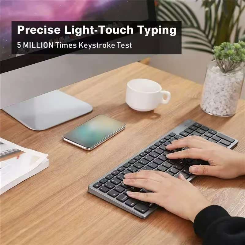 Teclado Recarregável Sem Fio Bluetooth 5.0 E 2.4G Para Tablet IPad PC Android IOS