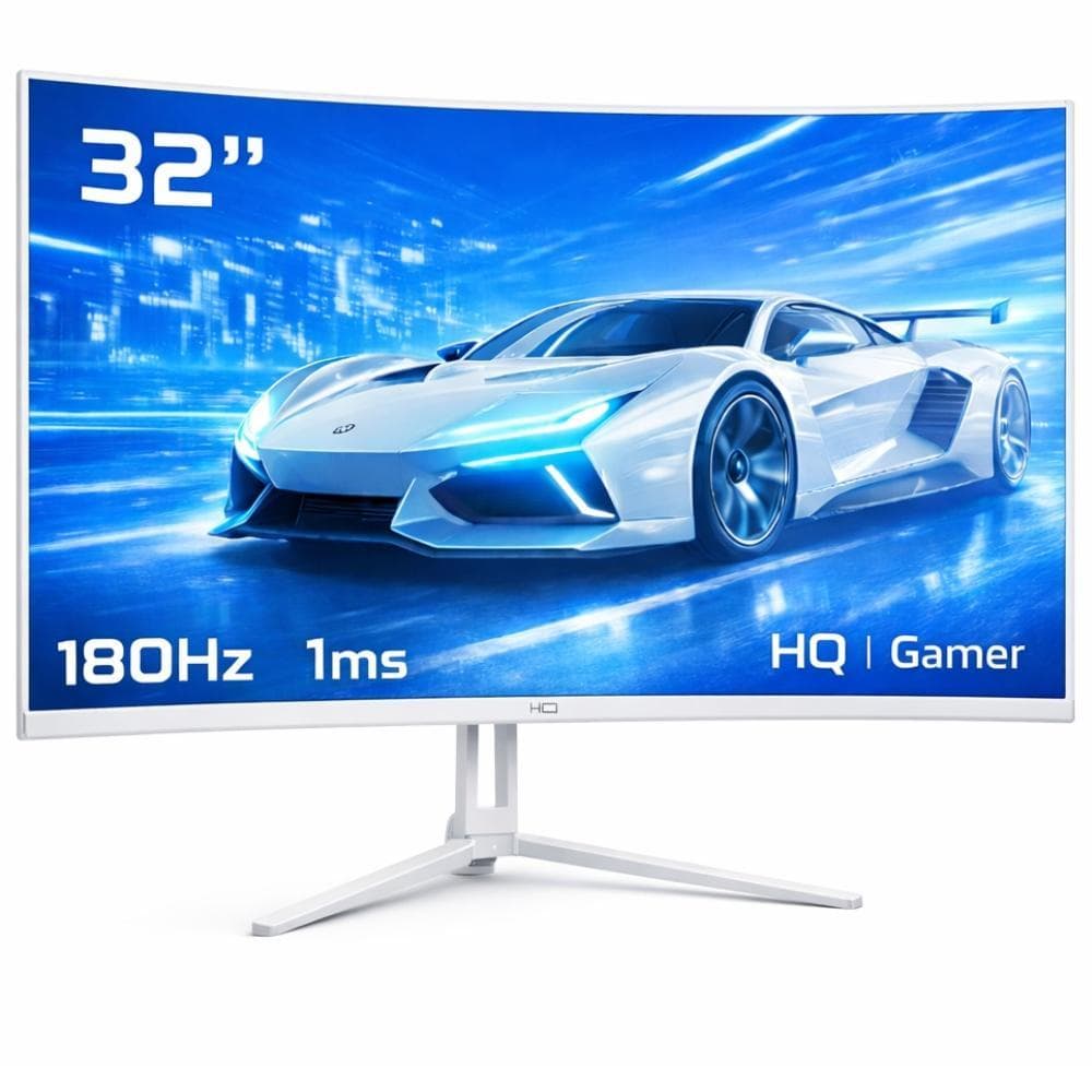 Monitor Gamer HQ 32" Ultra Branco Curvo 1ms, 180Hz, Quad HD (QHD) - 2560x1440, AMD FreeSync, HDMI, DP, HQW32C180