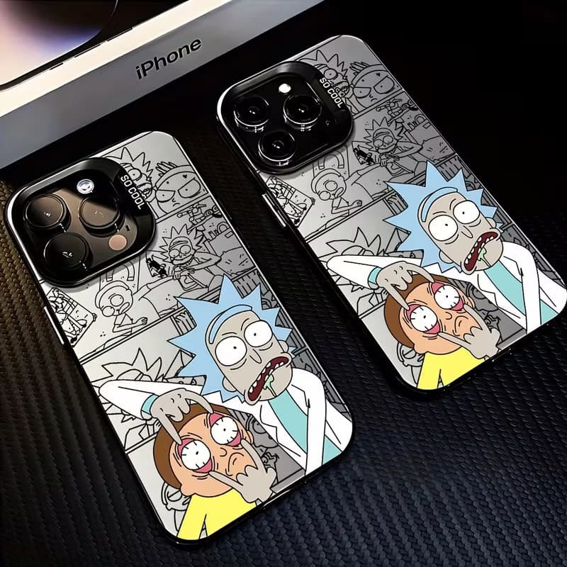 Metal fosco colorido Capinha para iPhone 17/16/15 Pro Max capas de celular com desenhos animados