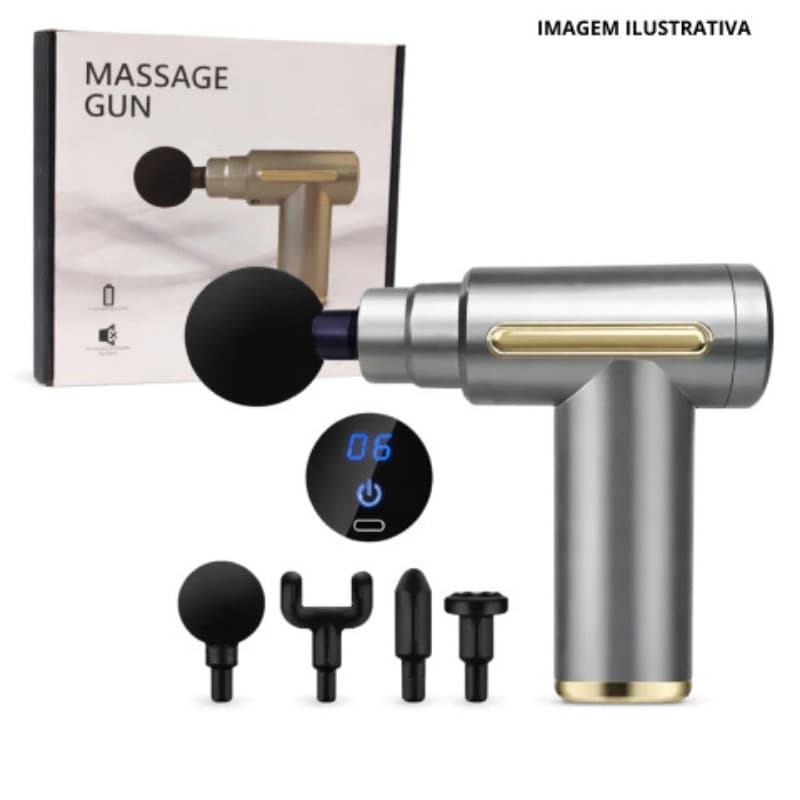 Pistola de Massagem Gun Massageador AJ-F14-2H JM Relaxamento Profundo Alívio Muscular Terapia Muscular Portátil