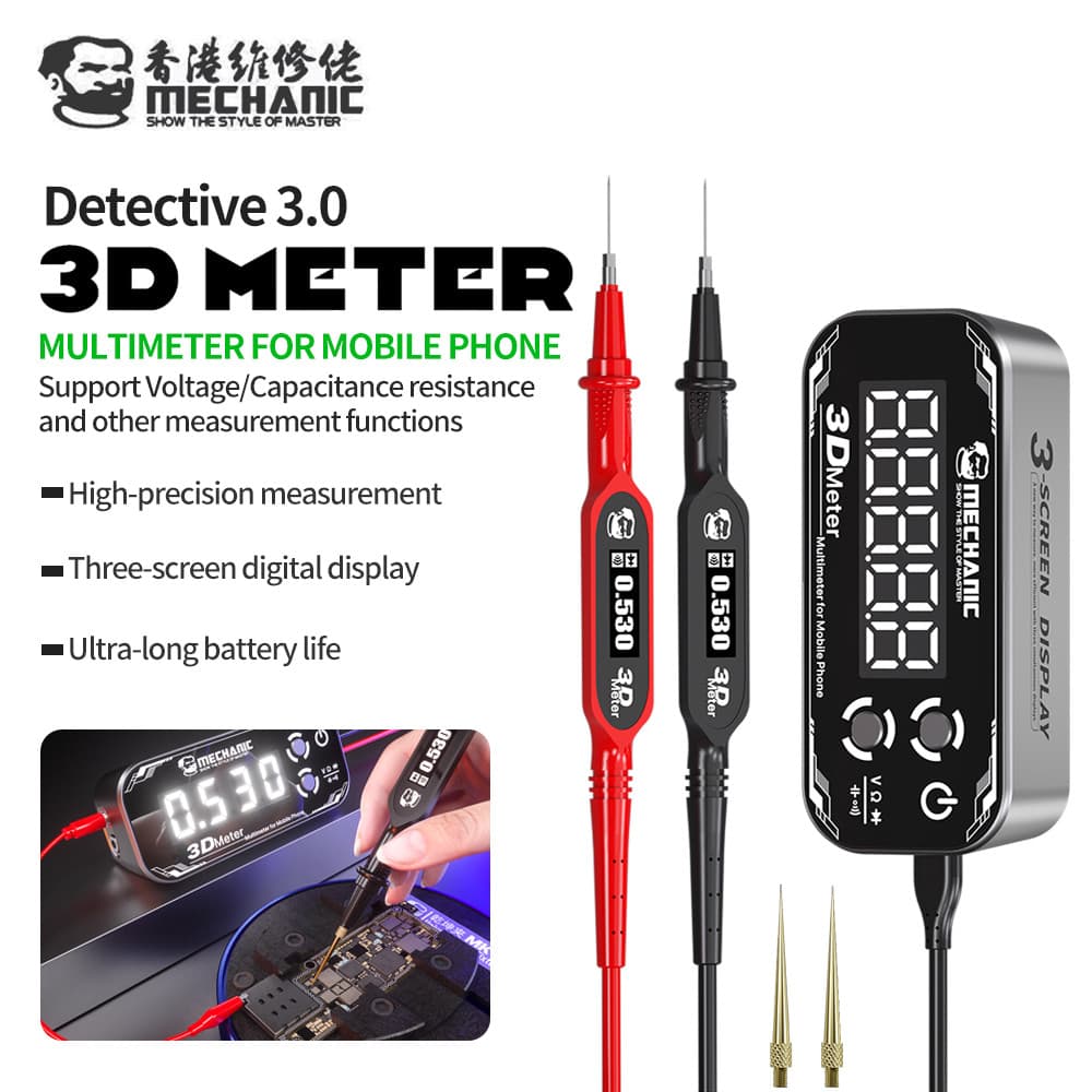 Medidor Mecânico 3D Detective 3.0 Multímetro Com Display Digital De Três Telas Para Ferramenta De Medição De Resistência