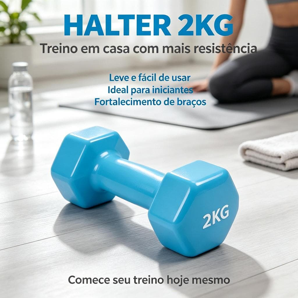 Par de Halteres Emborrachados 2kg  Peso de Mão para Musculação Pilates Academia em Casa