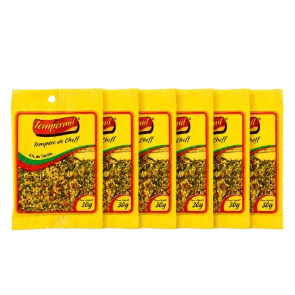 Kit 6 Temperos do Cheff Tempermil 30g Sem Sal para Carnes Frango Legumes e Cozinha