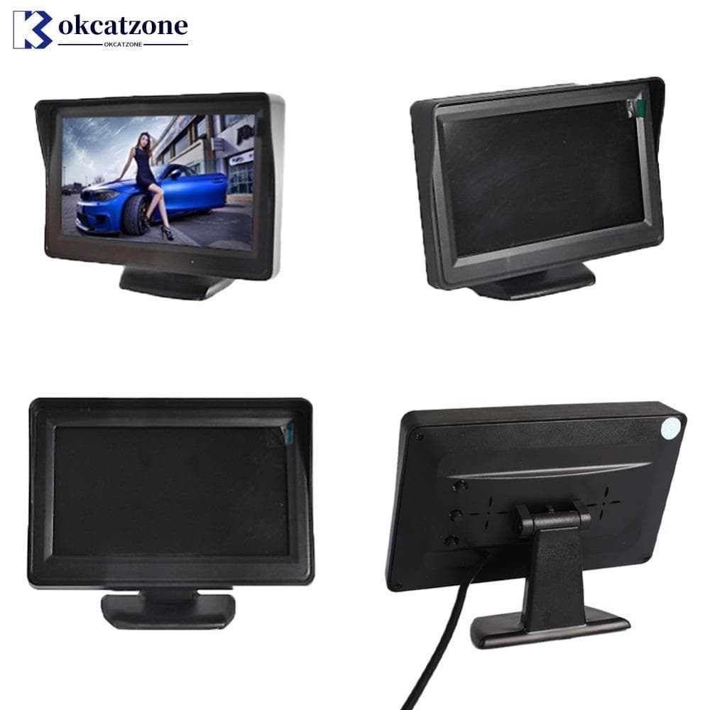 OKCATZONE 4.3 " Sistema De Visão Traseira Do Carro Câmera Reversa De Backup Noturna TFT LCD Monitor J5S9