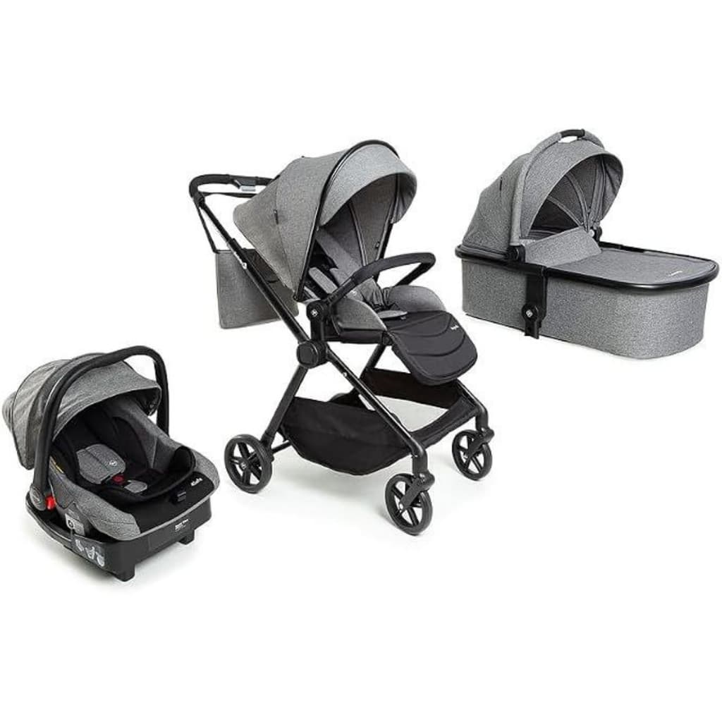 Travel System Safety 1st Magnific 5 em 1 Grey Denim Carrinho Bebê Conforto Moisés 0 a 15kg