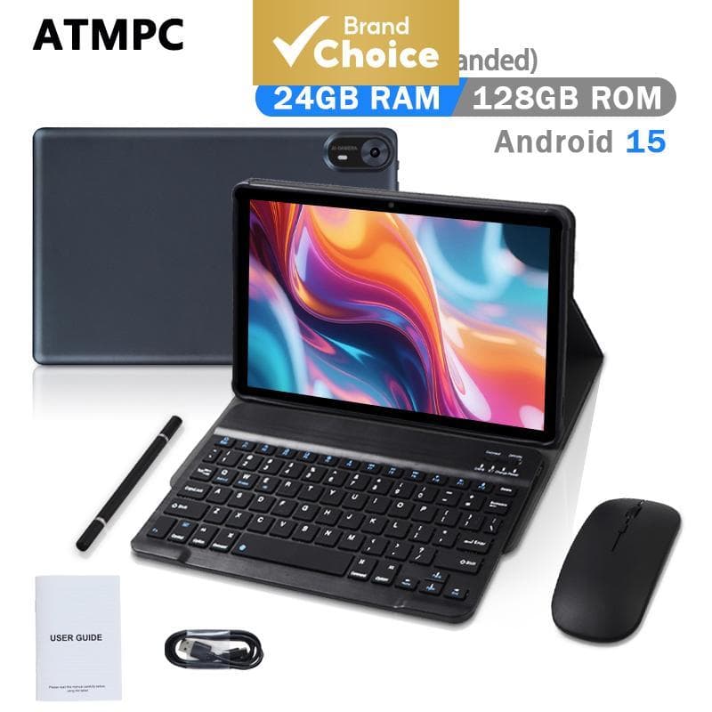 Tablet Android ATMPC 15, 24GB de RAM, 128GB de armazenamento, bateria de 6000mAh, carregamento Tipo C, acompanha