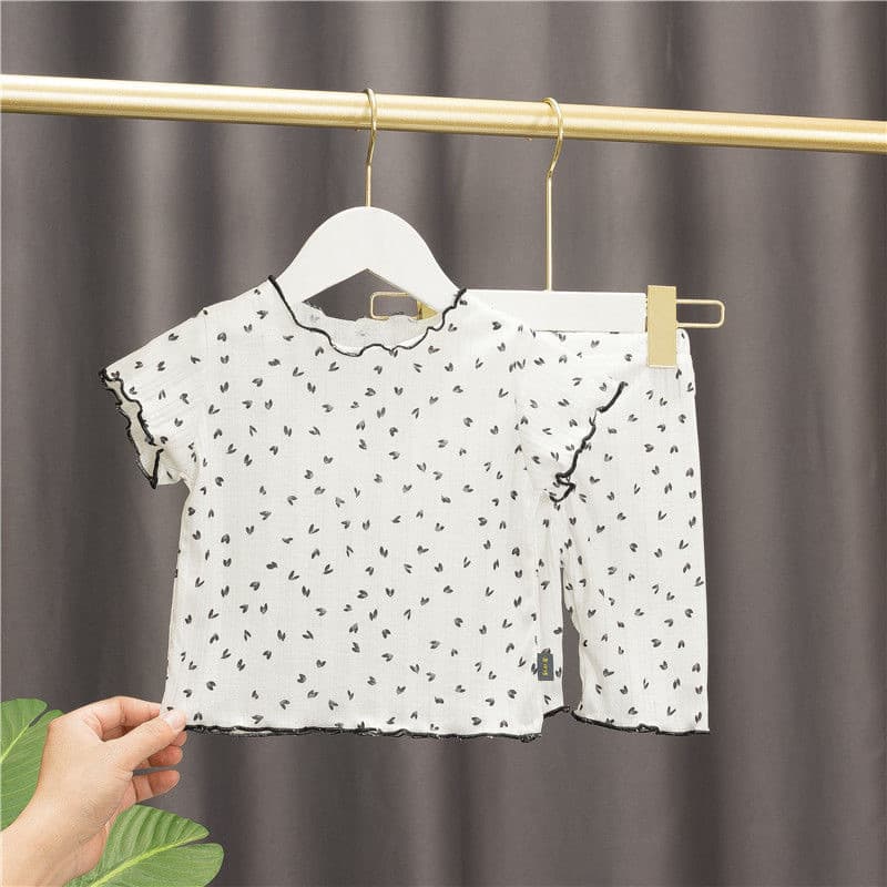Meninas bebê verão de manga curta gelo seda roupas finas novo estilo roupas infantis bebê menina ternos casuais roupas p