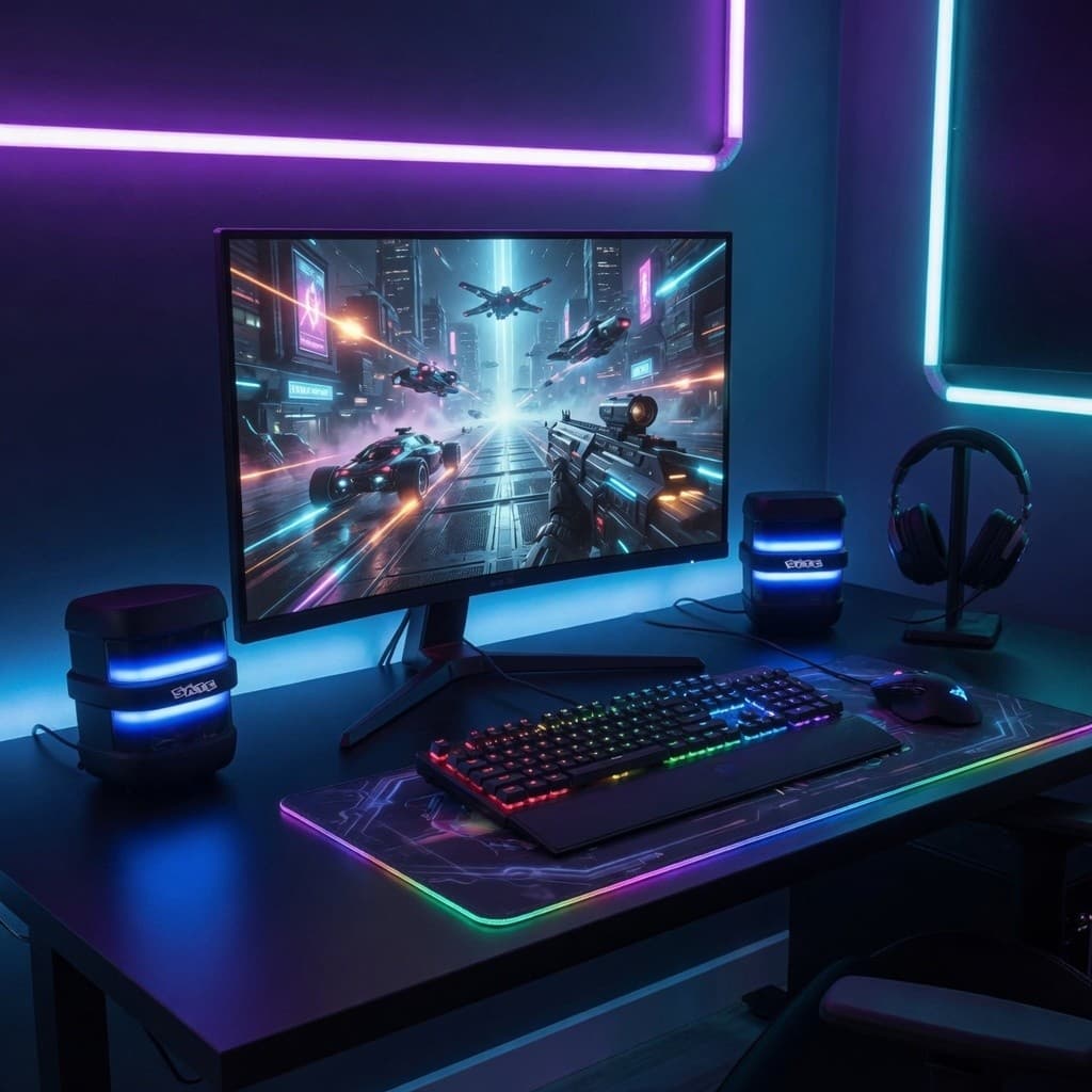 Caixa De Som PC Gamer RGB LED Colorido Para Computador E Notebook USB