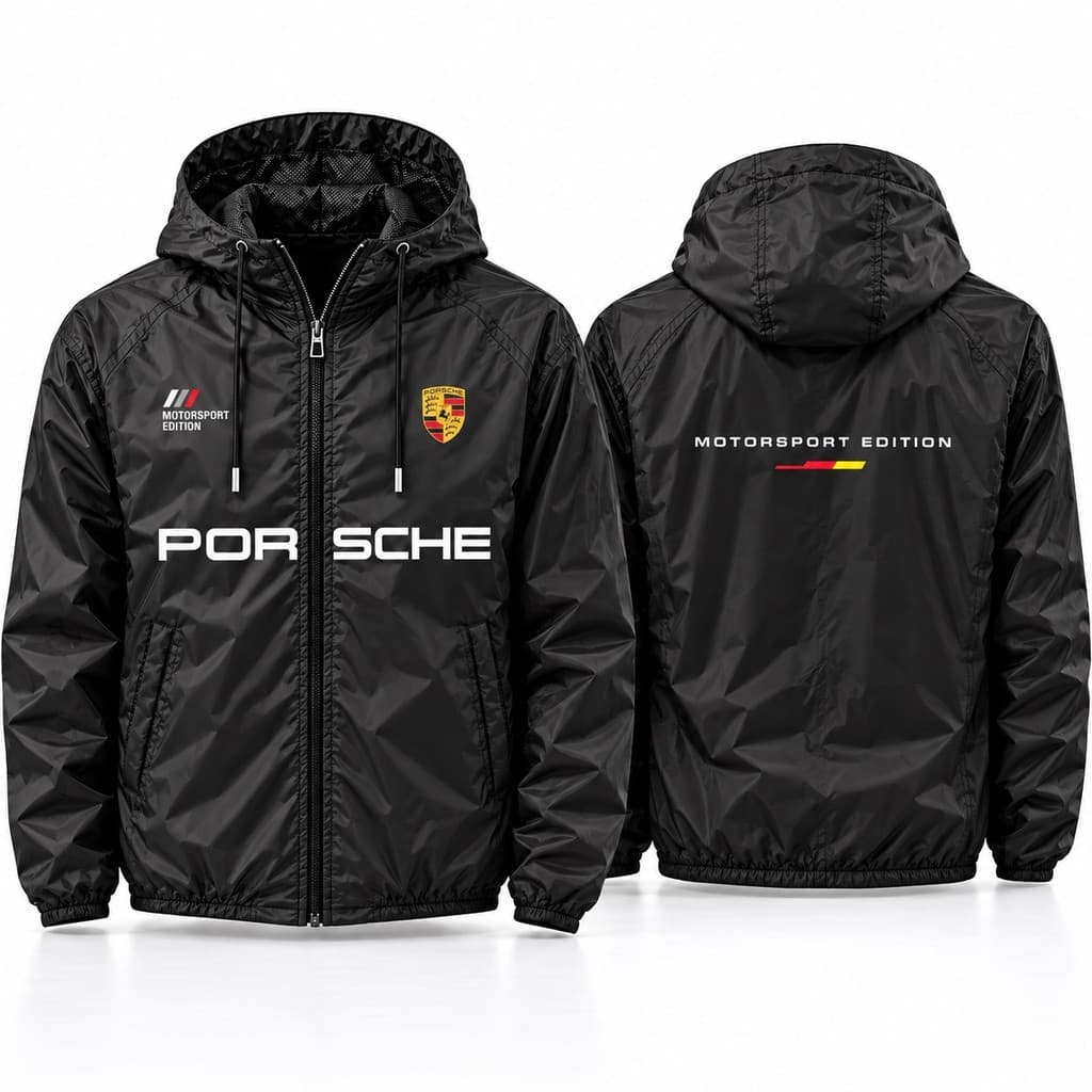 Jaqueta Corta Vento Masculina Impermeável Com Capuz 100% Poliéster Leve Esportiva Motorsport Racing