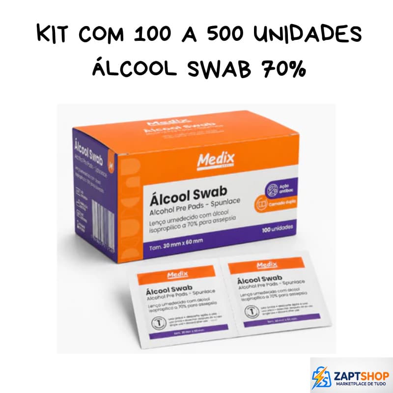 Álcool Swab Medix kit 100 a 500 Unidades