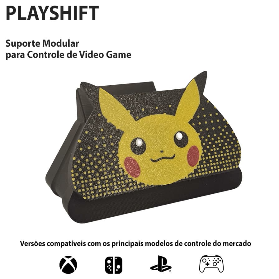 Suporte Controle VideoGame da PlayShift - Tema Pikachu (XBOX, PLAYSTATION PS5, PRO CONTROLLER e JOY-CON)
