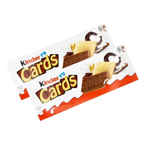 Kit 2 Kinder Cards Chocolate Biscoito Wafer 128g Importado