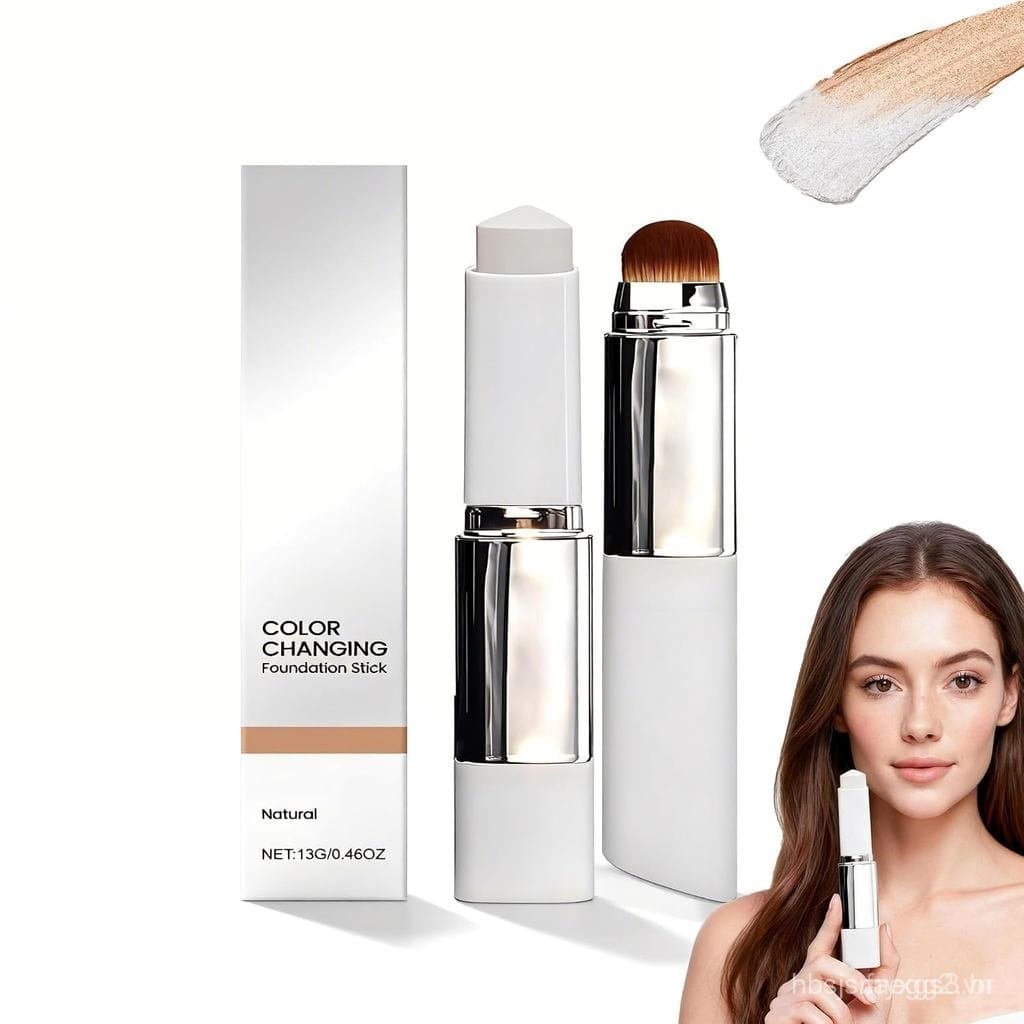 Base líquida Faccelove com aplicador, base líquida com cor variável SPF15, ajuste automático da cor, bastão de maquiagem