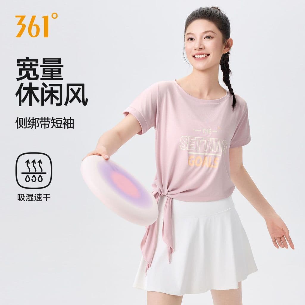 361°Camiseta esportiva feminina verão correndo yoga fitness topo verão roupas de yoga solto fitness blusa de manga curta