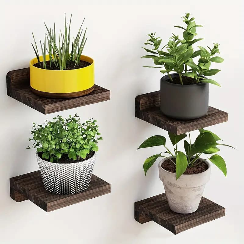 Suporte de parede de madeira para flores, prateleira de parede simples para sala de estar, banheiro, quarto, decoração