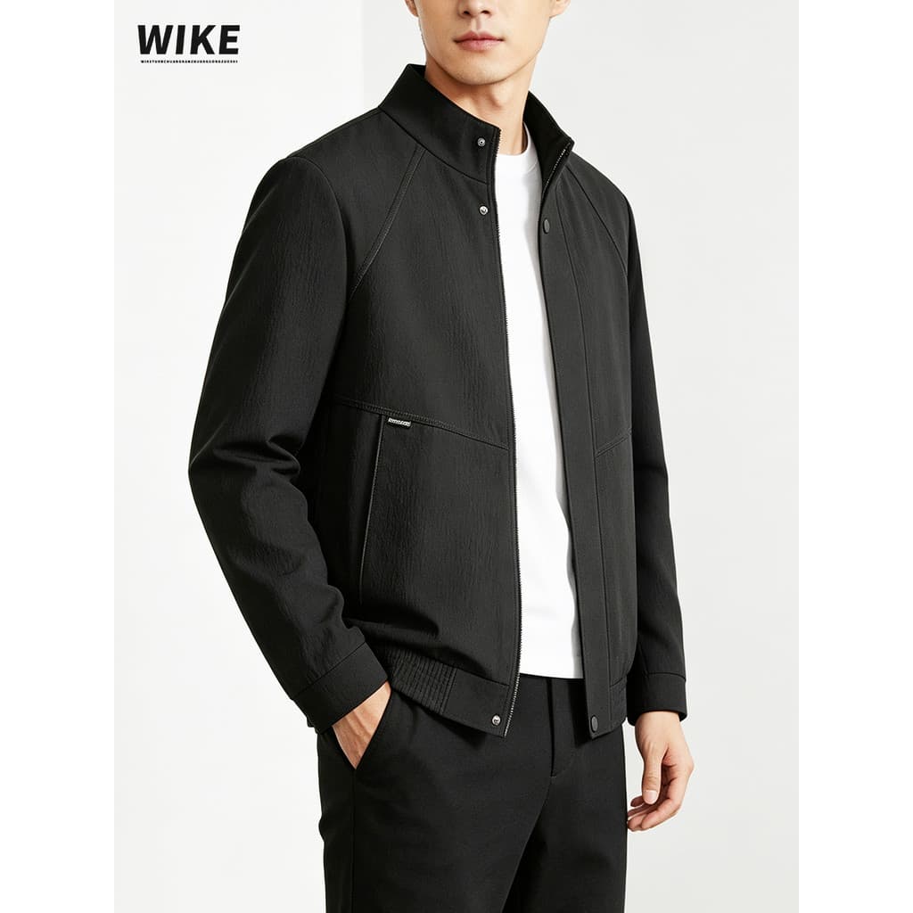 WIKE gola jaqueta masculina 2026 outono novo estilo na moda preto Casual All-Match masculino jaqueta curta outono