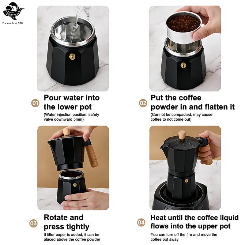 PFG Alumínio Espresso Fogão Moka Pote Expresso Cafeteira Percolador Italiano Clássico Mocha Máquina De Café FG