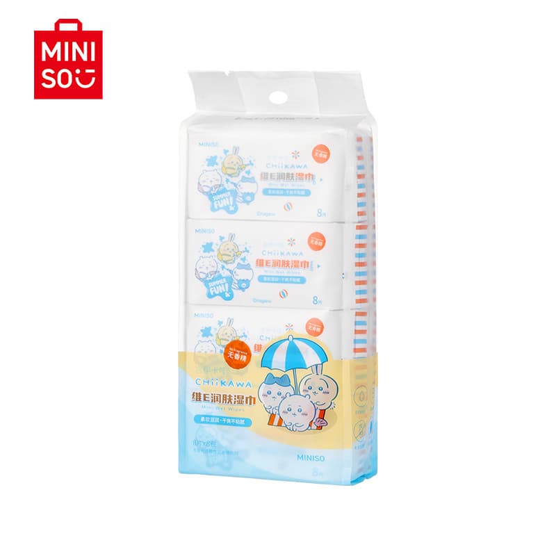 MINISO MINISO Chiikawa Lenços umedecidos Chiikawa Lenços umedecidos para bebê mão boca bolsa pequena portátil