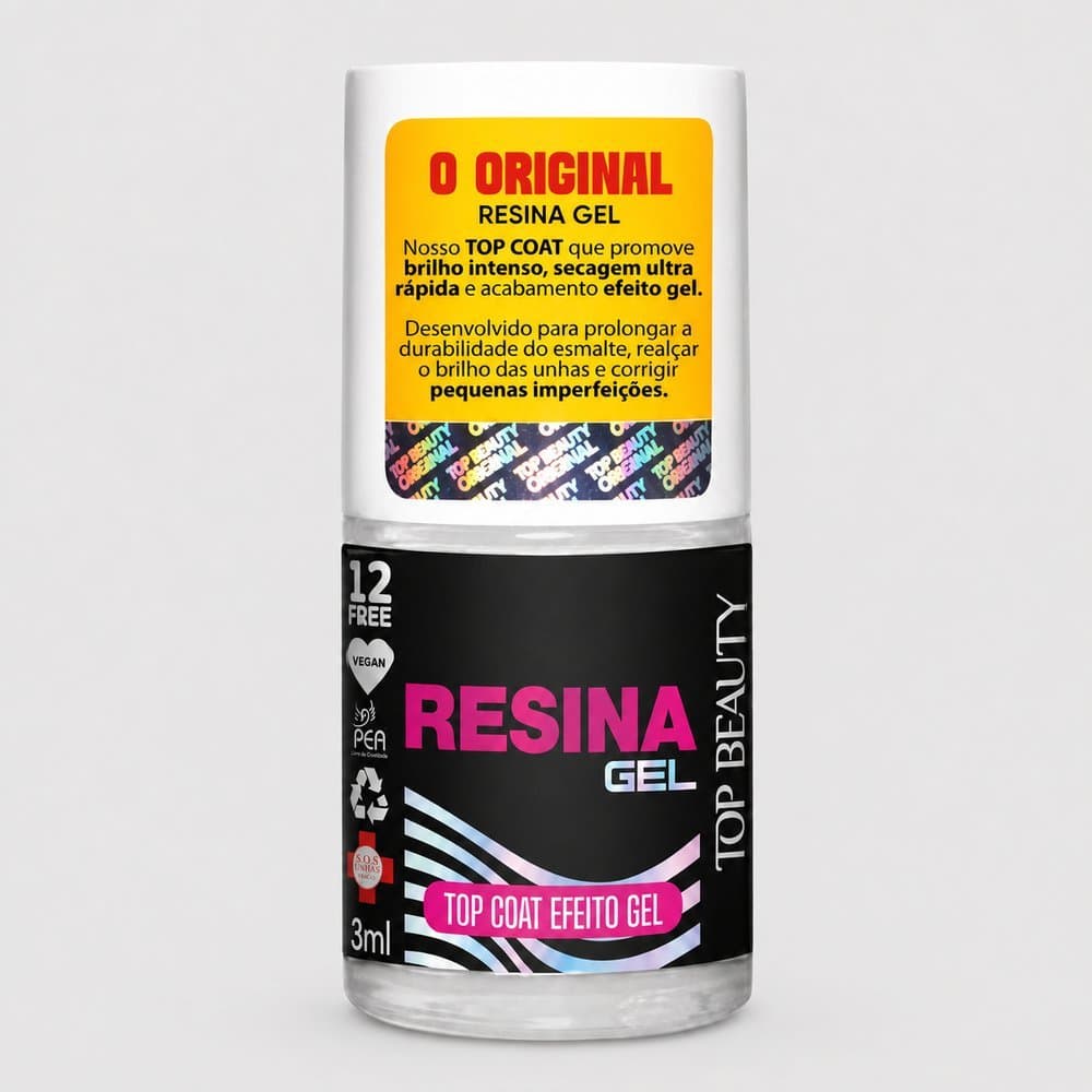 Top Coat Resina Gel Extra Brilho Top Beauty