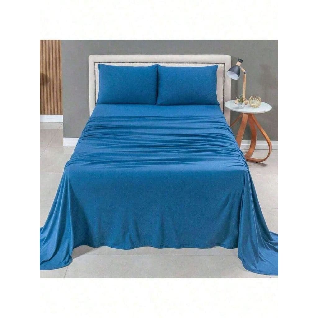 Jogo De Cama 4 Peças 100% Algodão Malha Grossa Lençol C/ Elástico Super Macio Solteiro Casal Queen King