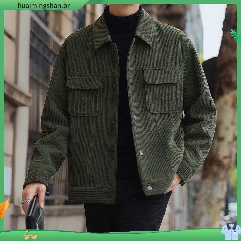 2025 outono inverno lapela jaqueta masculina Workwear Casual solto forro de lã jaqueta superior masculina High-End roupa