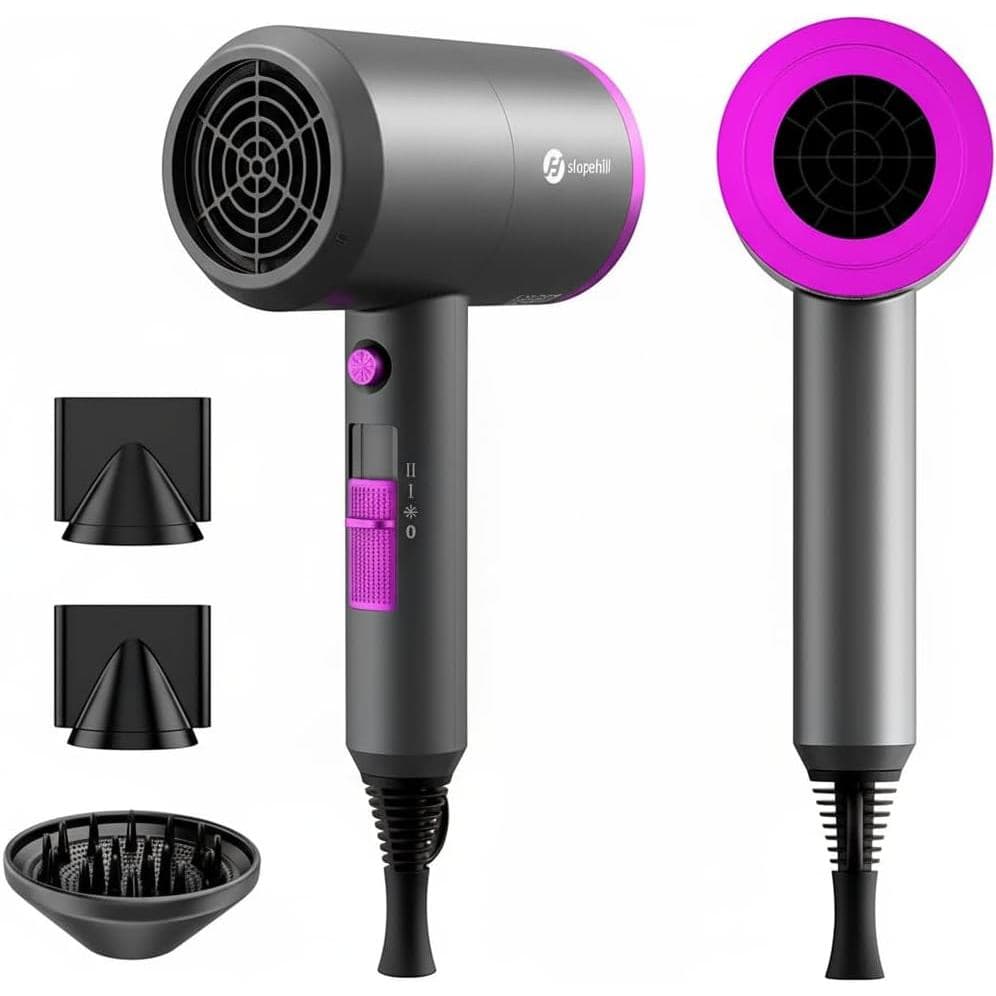 Secador de Cabelo Iônico Profissional Slopehill, um potente secador de cabelo de 1800W com secagem rápida e baixo ruído,