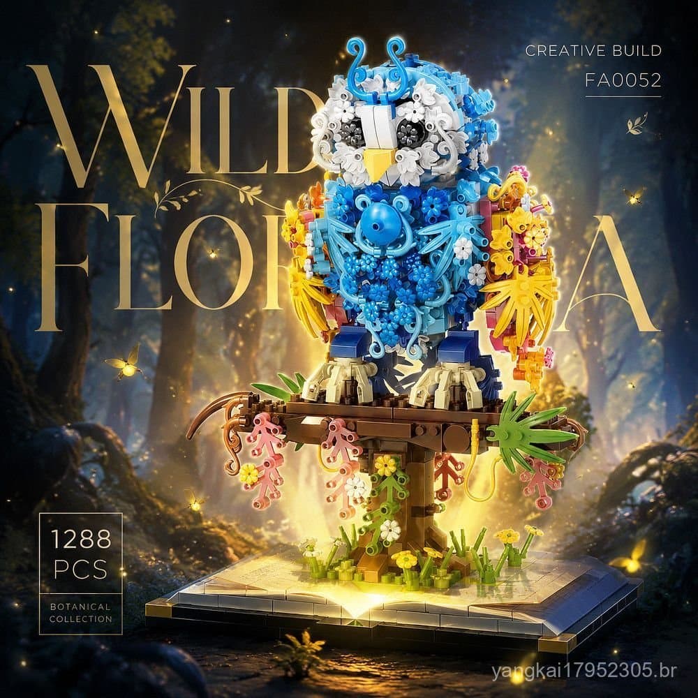 Compatível com blocos de montar Lego de coruja floral, compatível com ornamentos de modelo de brinquedo de flor eterna L
