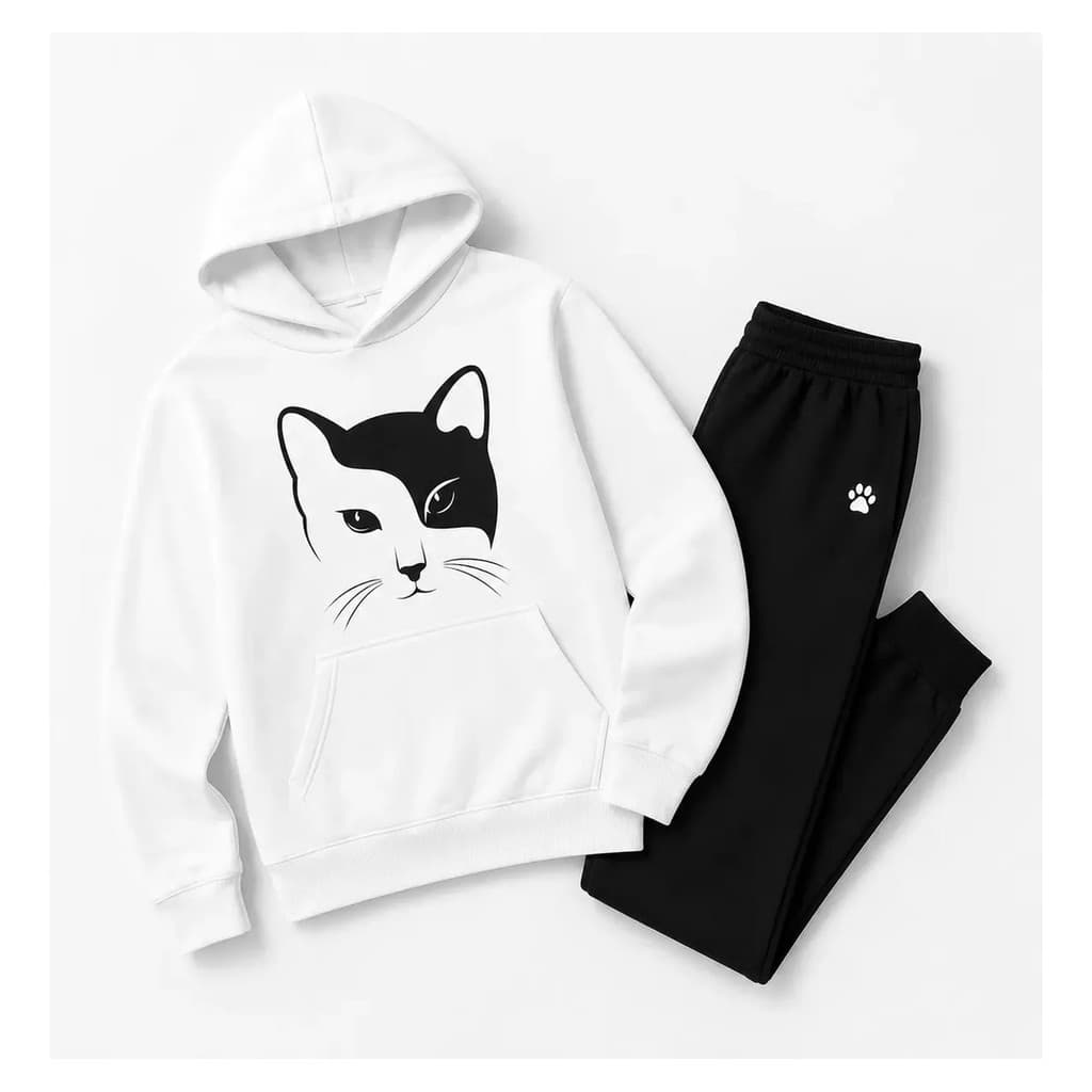 Conjunto Urban Cat Moletom Canguru e Calça Moletom Premium