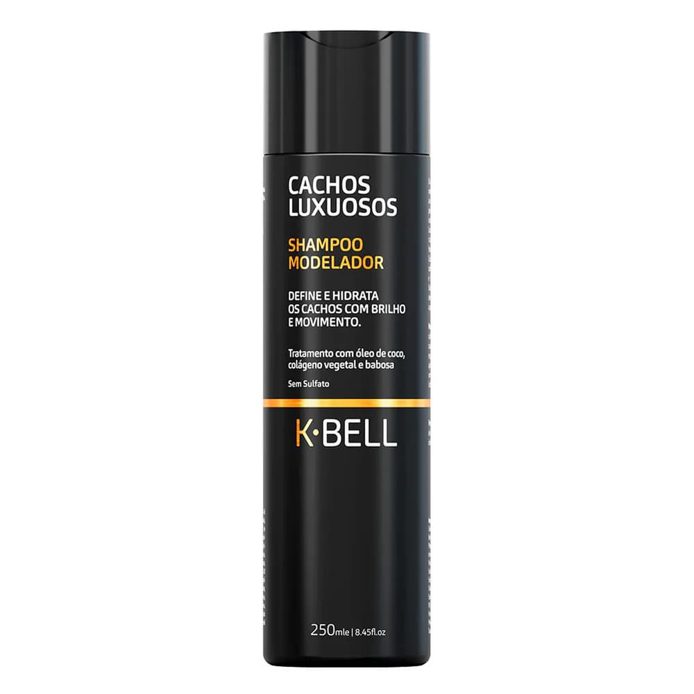 Shampoo K-Bell Cachos Luxuosos 250ml Limpeza Hidratante Anti-frizz Cabelo Cacheado Crespo Ondulado