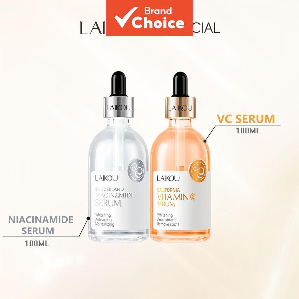  Kit de Cuidados Faciais LAIKOU com 2 Séruns de 100ml cada: Essência Hidratante com Vitamina C + Tratamento