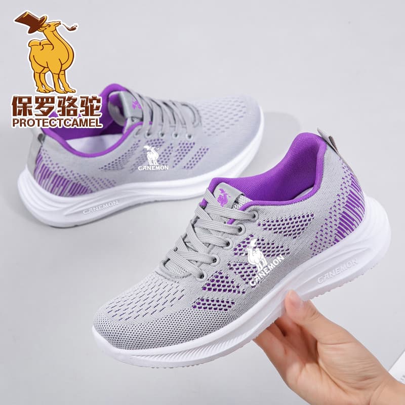 Paul camelo protegcamel sapatos femininos outono 2025 novo estilo voando tecido tênis de corrida sola macia tênis antide