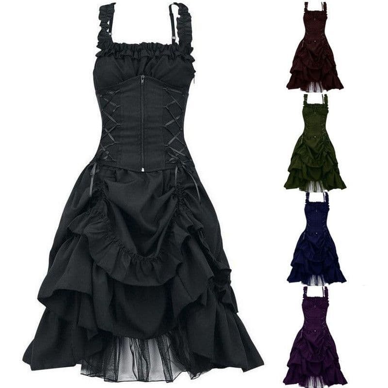 2024 vestido retrô feminino Plus Size, vestido de jantar de baile, vestido gótico com cadarço, espartilho cos